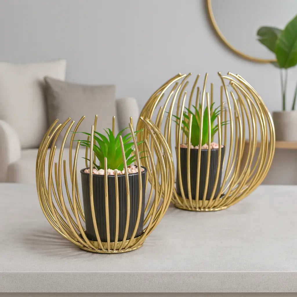 Modern Decorative Metal Planter Duo Sparkles