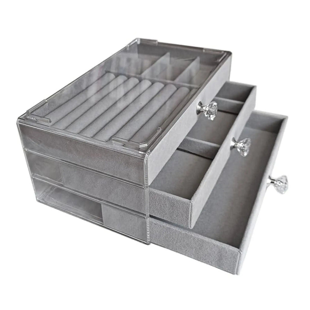 Elegant 3-Drawer Velvet Jewelry Organizer Box Sparkles