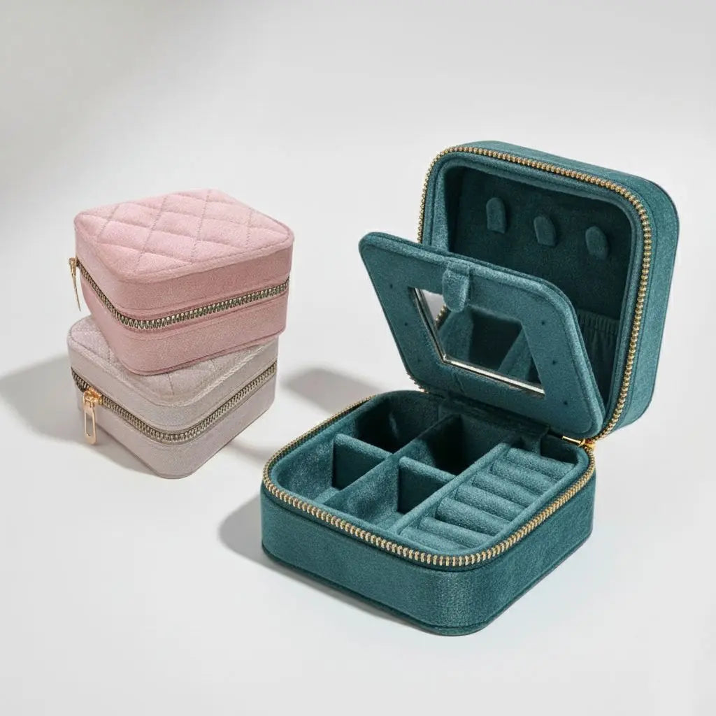 Velvet texture mini portable jewellery box Sparkles
