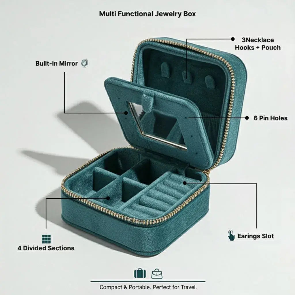 Velvet texture mini portable jewellery box Sparkles