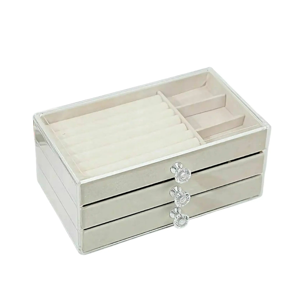 Elegant 3-Drawer Velvet Jewelry Organizer Box Sparkles