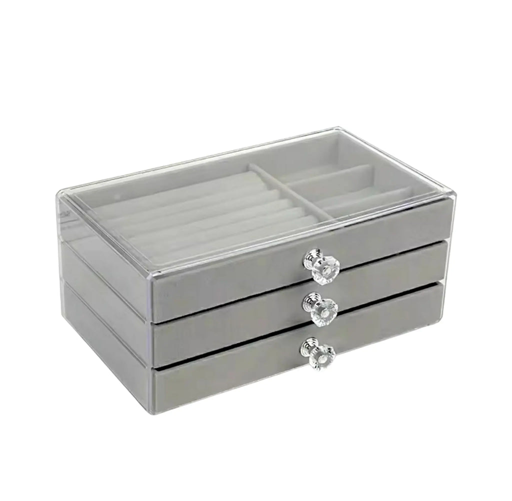 Elegant 3-Drawer Velvet Jewelry Organizer Box Sparkles