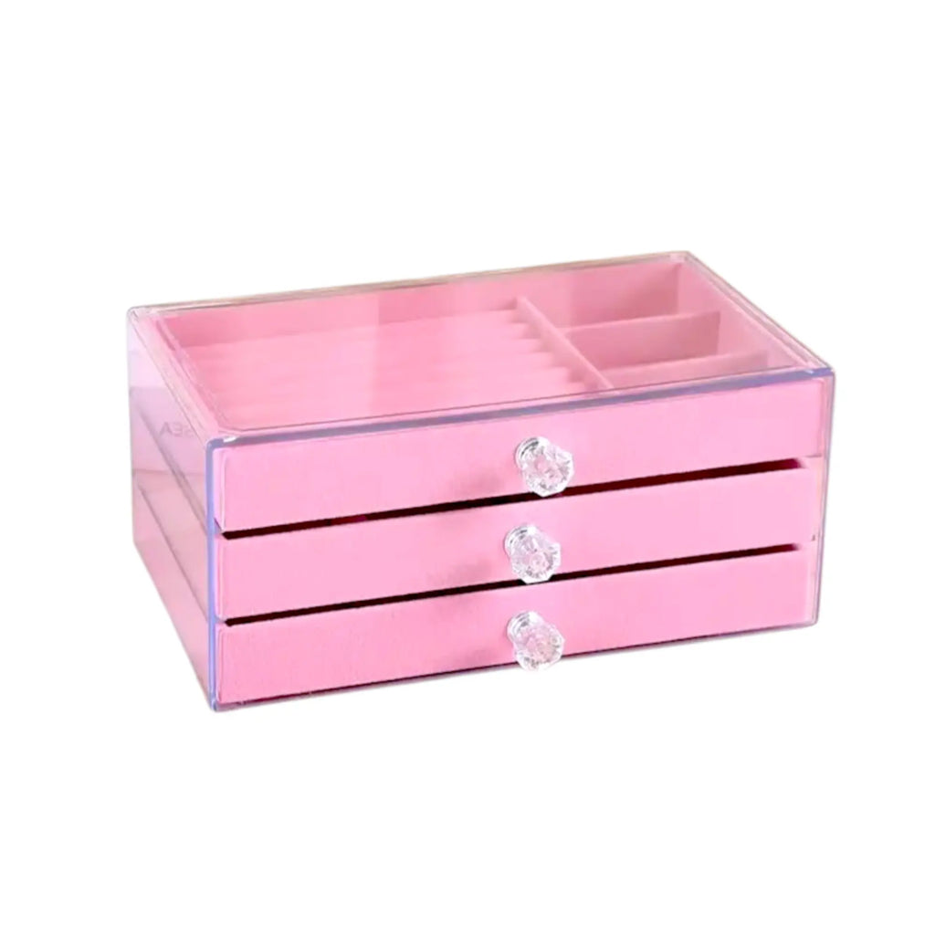 Elegant 3-Drawer Velvet Jewelry Organizer Box Sparkles