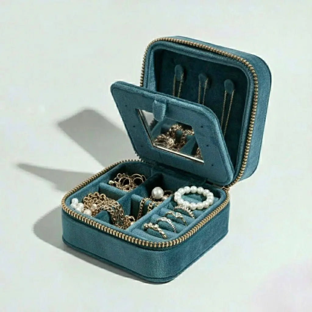 Velvet texture mini portable jewellery box Sparkles