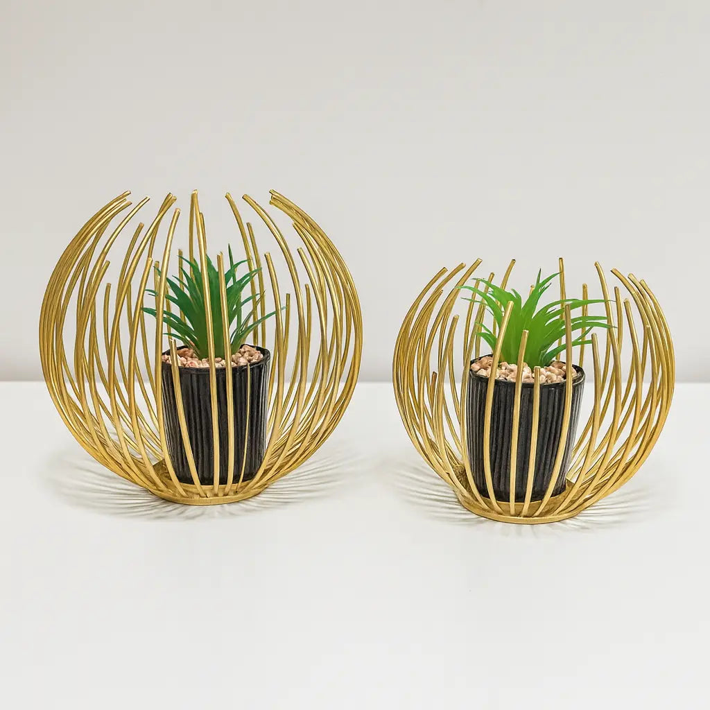 Modern Decorative Metal Planter Duo Sparkles