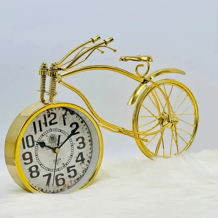 Golden Vintage Bicycle Clock Sparkles