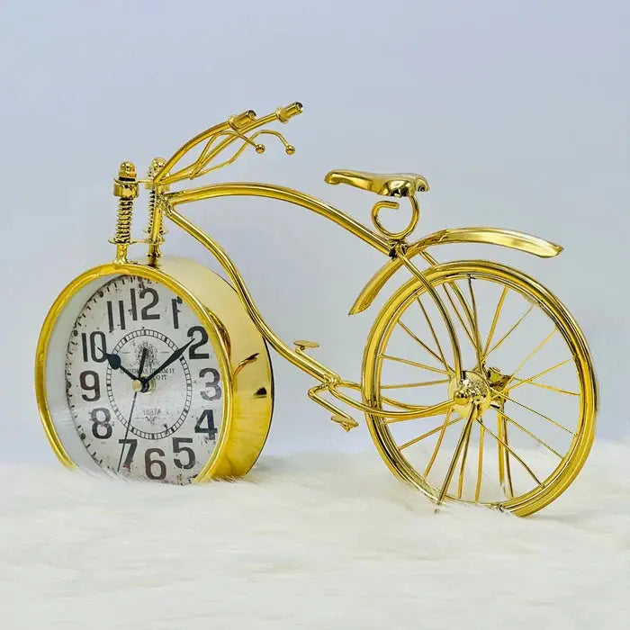 Golden Vintage Bicycle Clock Sparkles