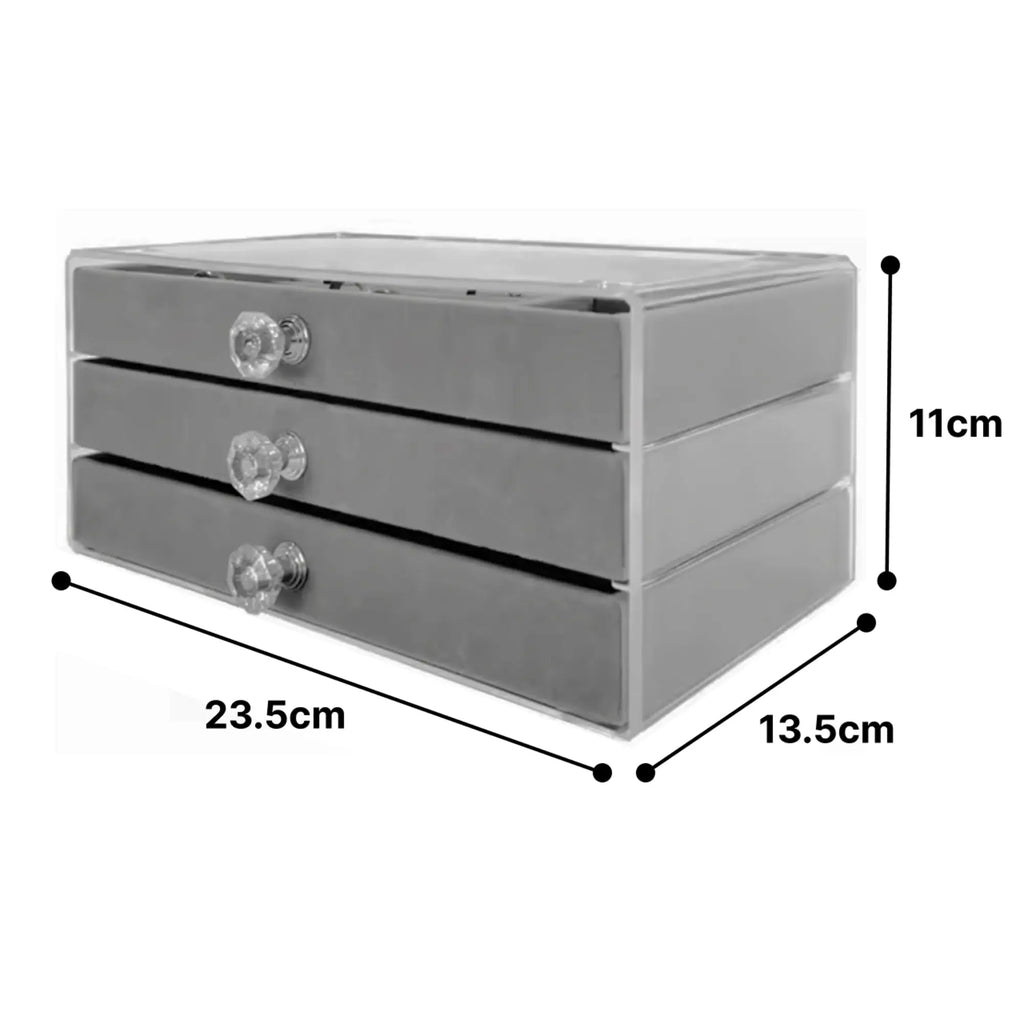 Elegant 3-Drawer Velvet Jewelry Organizer Box Sparkles