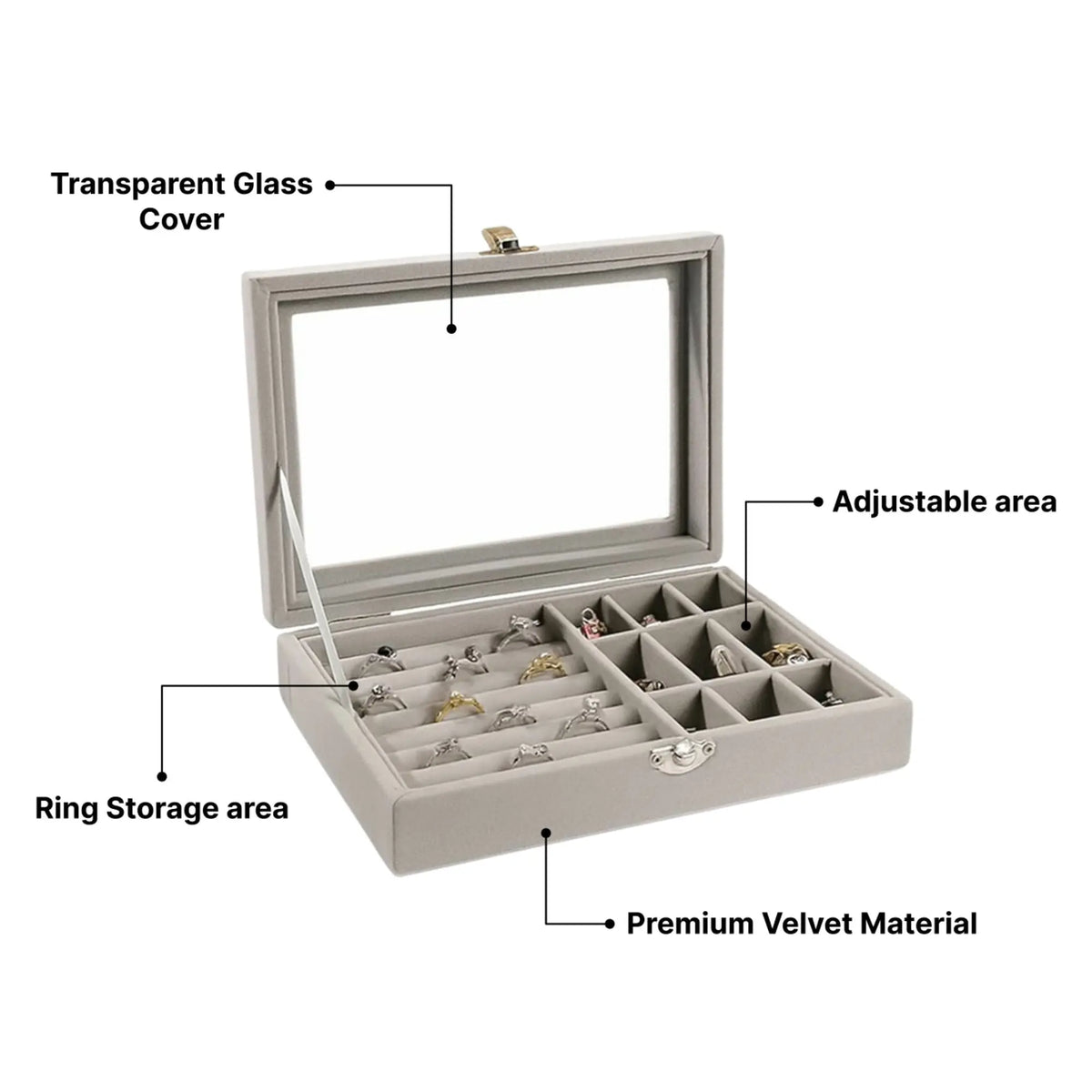 Veluxe Glass-Top Jewelry Display Box Sparkles