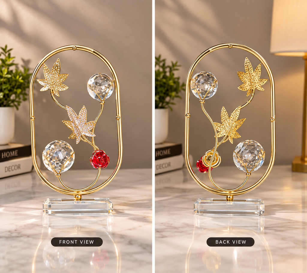 Double crystal ball metal decor