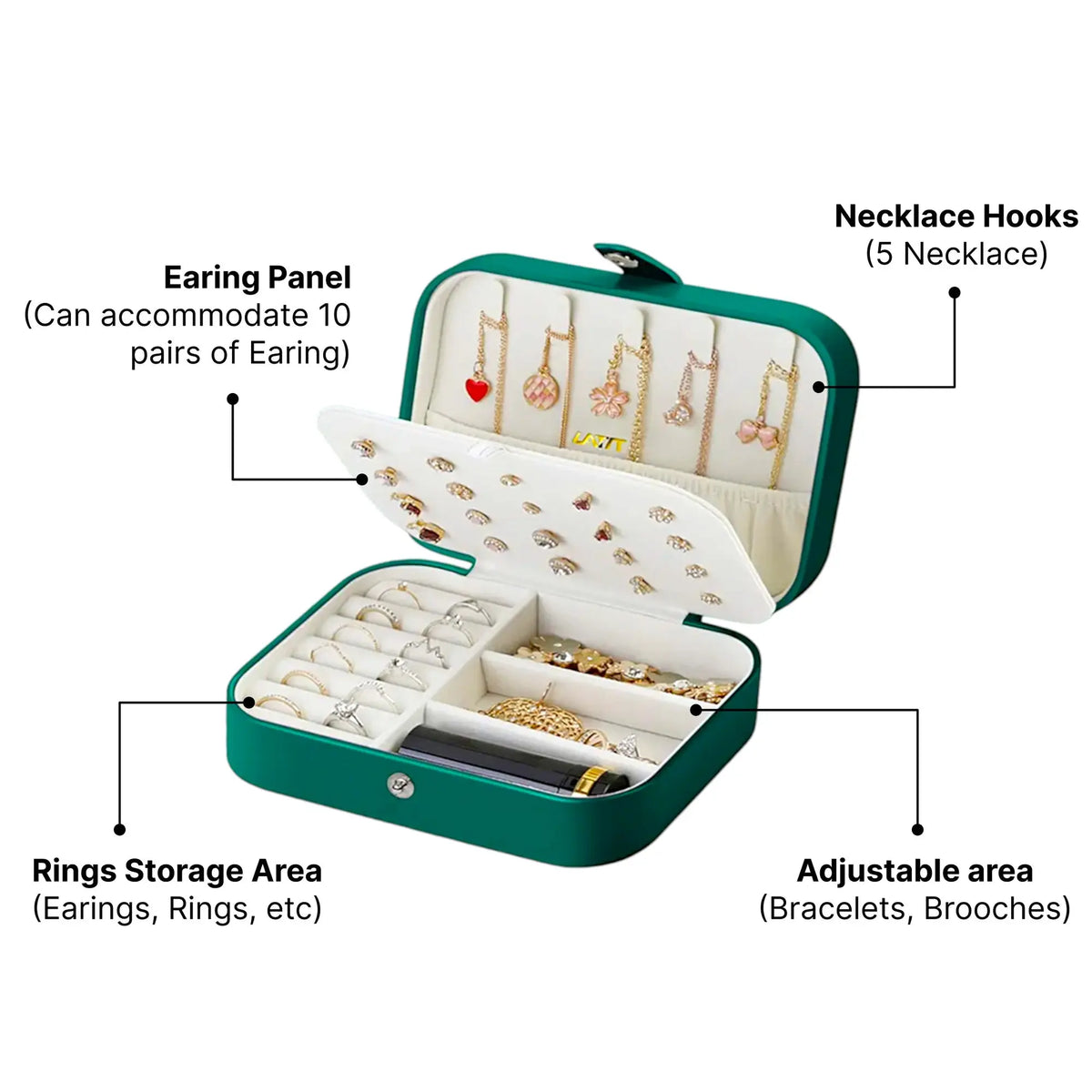 Emerald Luxe Jewelry Organizer Box Sparkles
