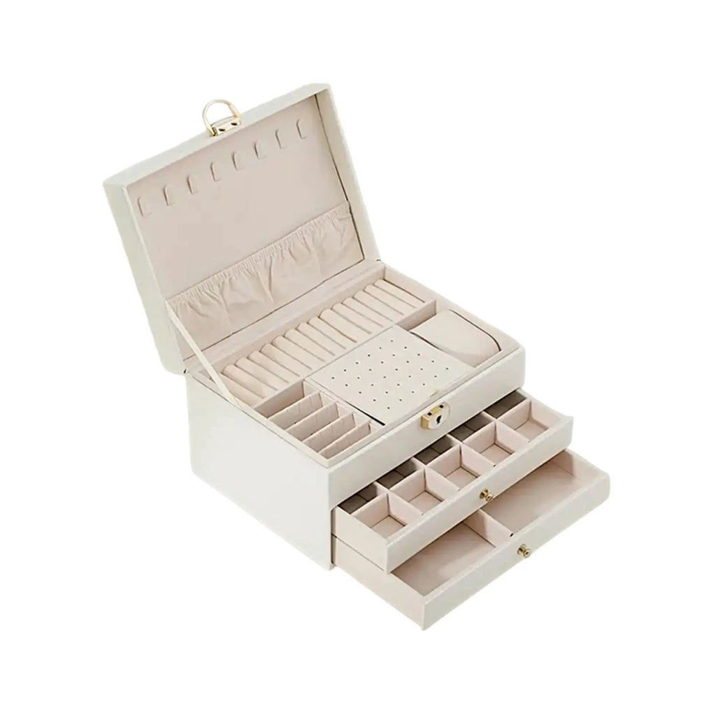 Leather 2 drawers quilted jewellery box Sparkles