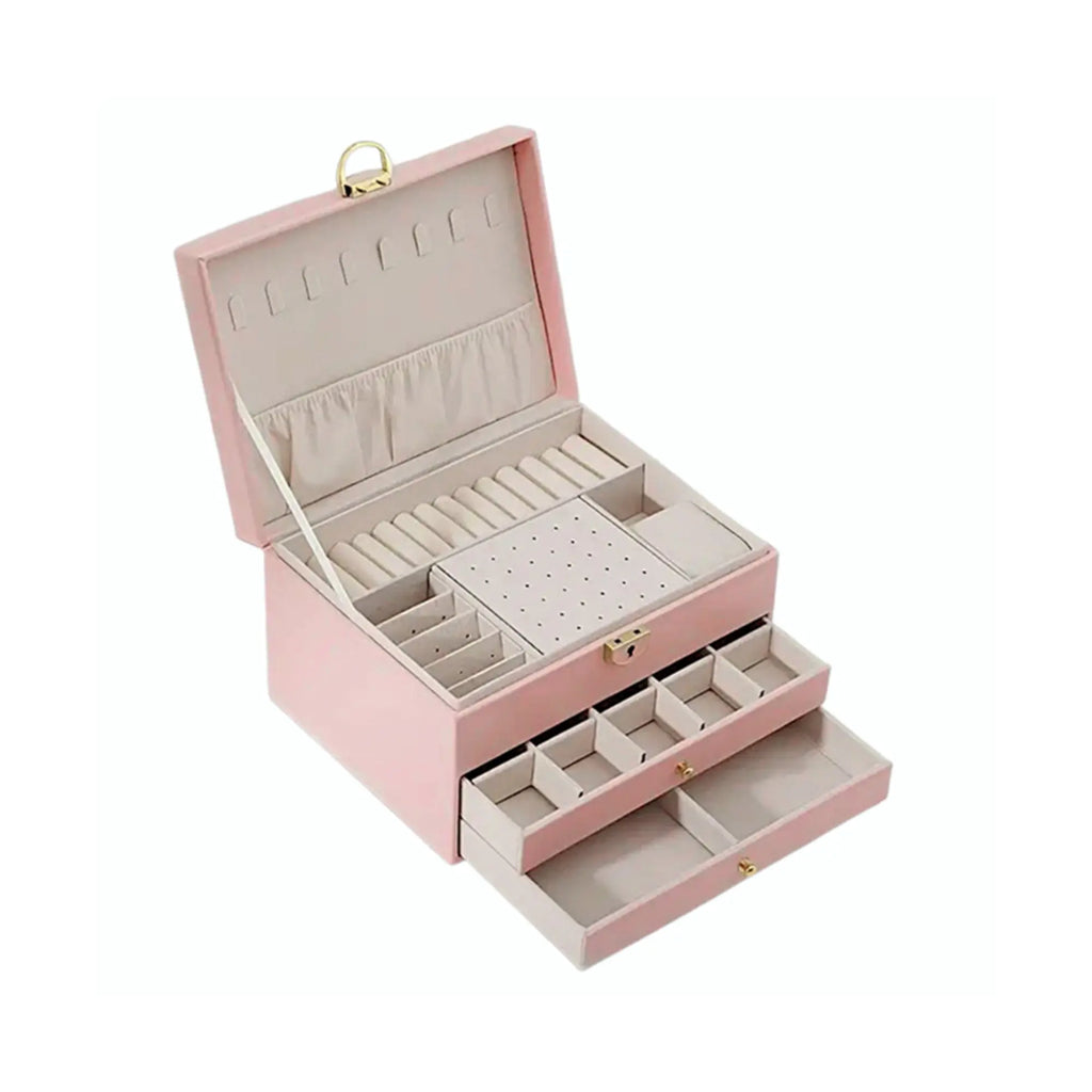 Leather 2 drawers quilted jewellery box Sparkles