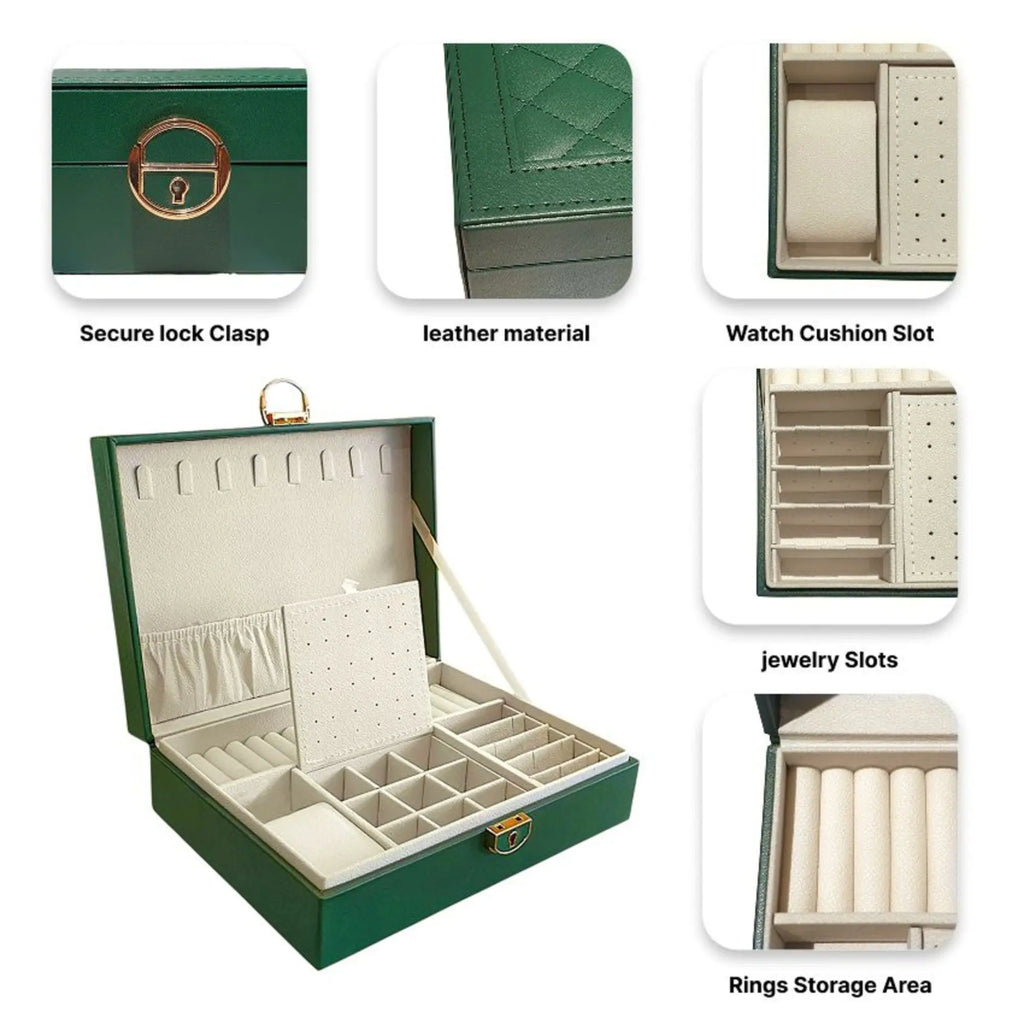 Leather no drawers quilted jewellery box Sparkles