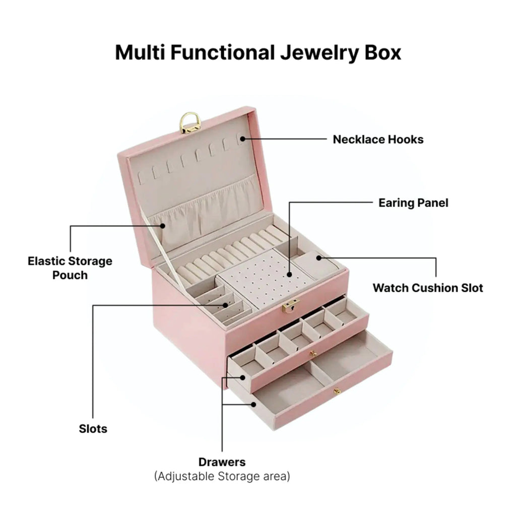 Leather 2 drawers quilted jewellery box Sparkles