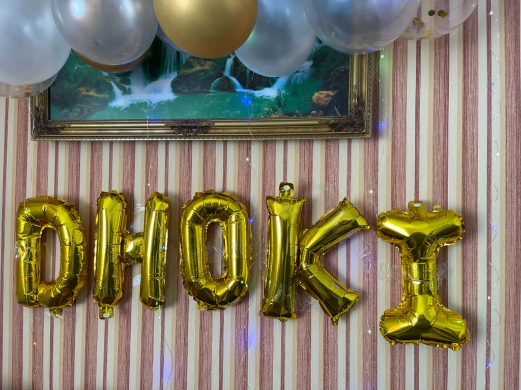 Dholki foil letters balloons Sparkles