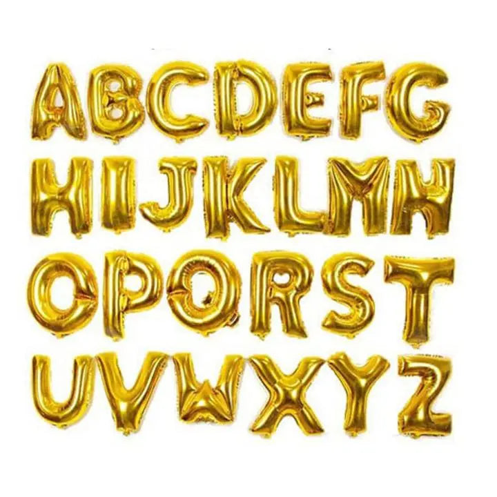 Alphabet Foil Balloons Golden– 16 Inches Sparkles