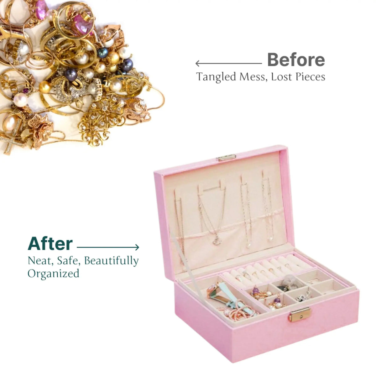Blush Velvet Jewelry Organizer Box Sparkles