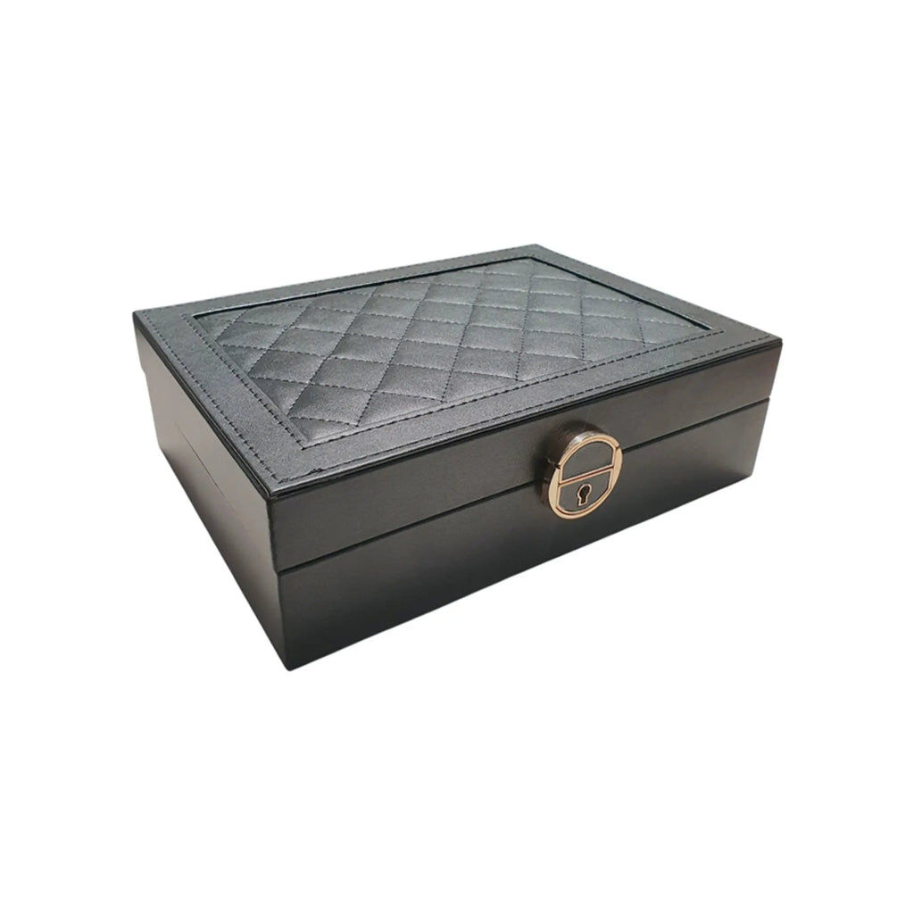 Leather no drawers quilted jewellery box Sparkles