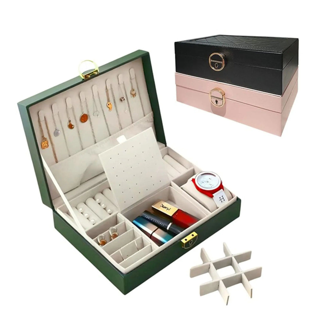Leather no drawers quilted jewellery box Sparkles