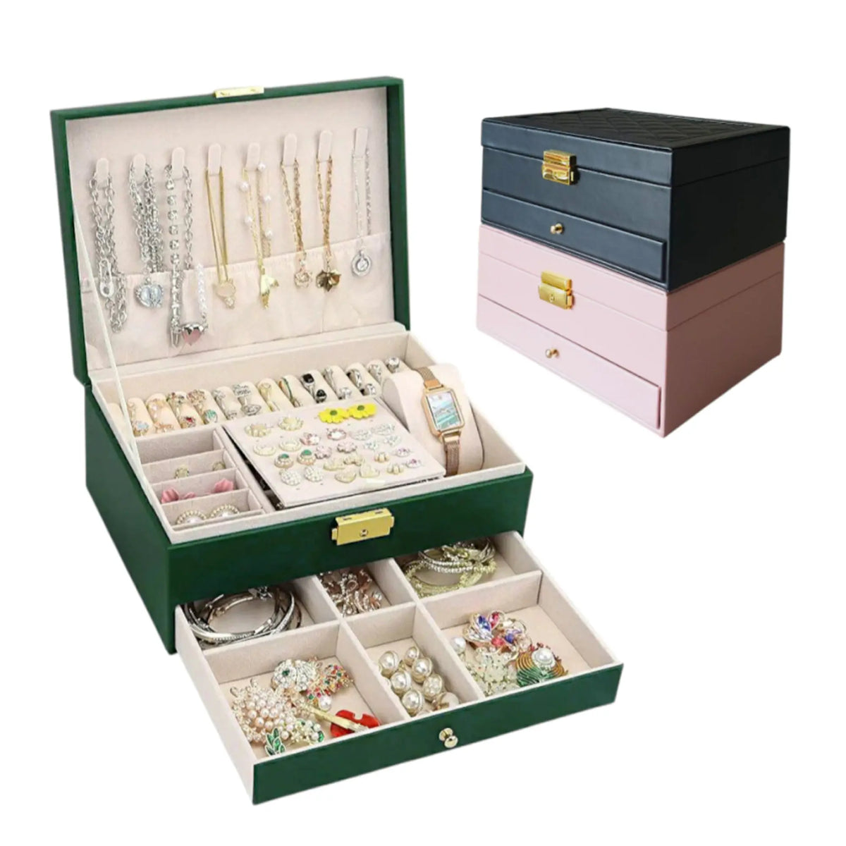 Royale Dual-Layer Jewelry Organizer Box Sparkles
