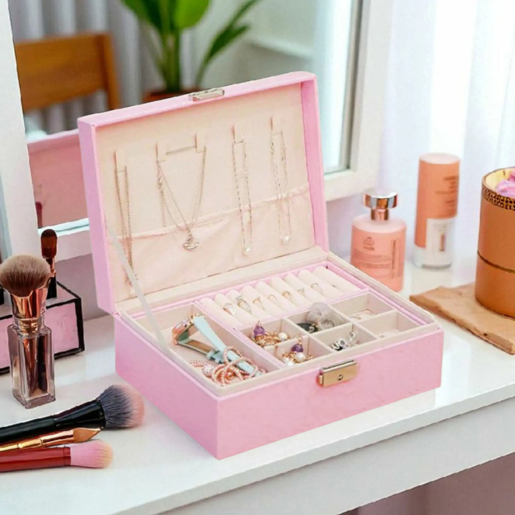 Blush Velvet Jewelry Organizer Box Sparkles