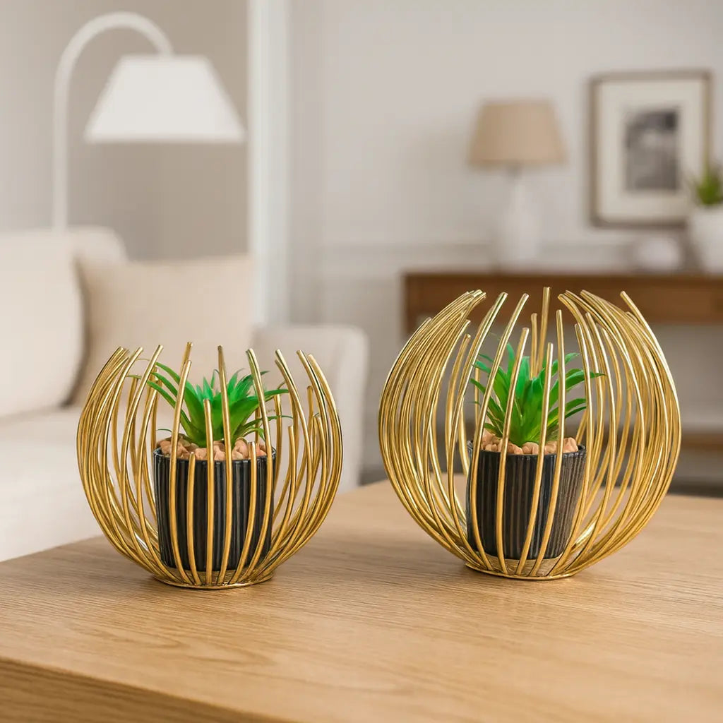 Modern Decorative Metal Planter Duo Sparkles