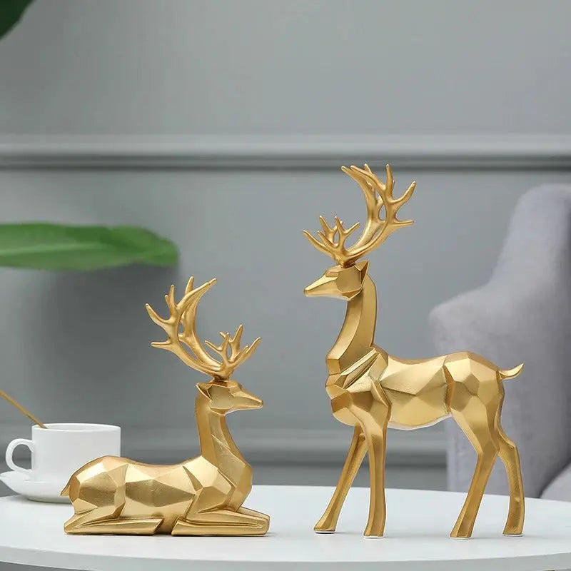 Elegant Nordic Deer Figurine Set Sparkles