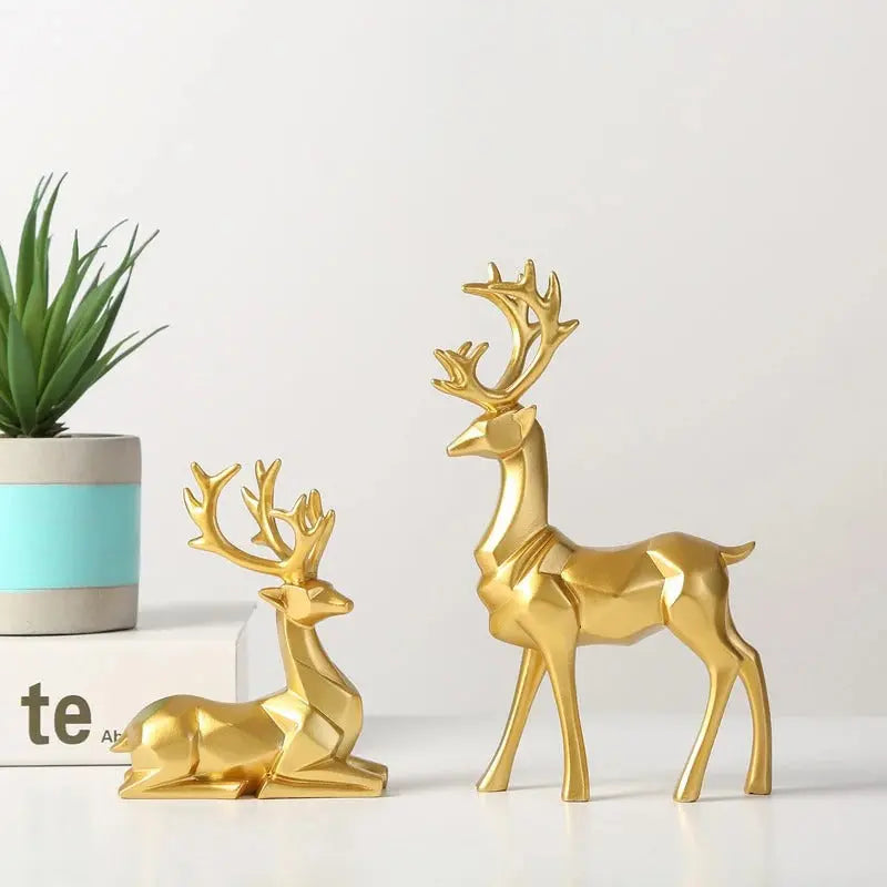 Elegant Nordic Deer Figurine Set Sparkles