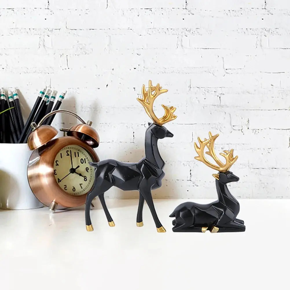 Elegant Nordic Deer Figurine Set Sparkles