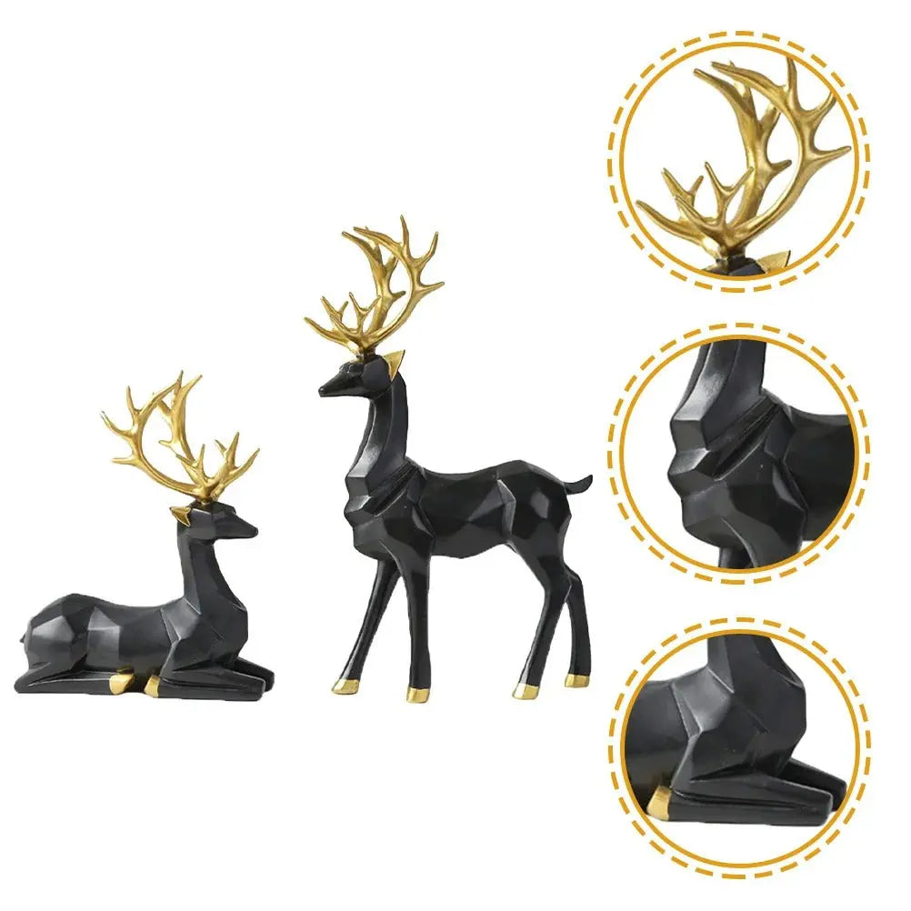 Elegant Nordic Deer Figurine Set Sparkles