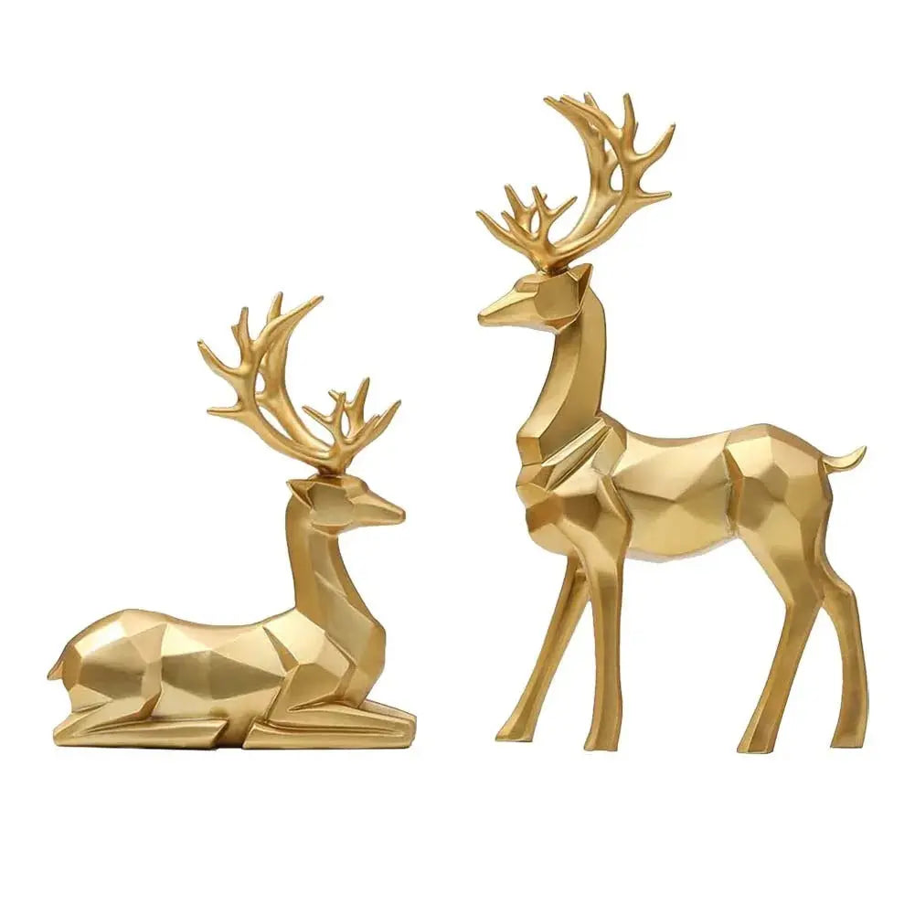 Elegant Nordic Deer Figurine Set Sparkles